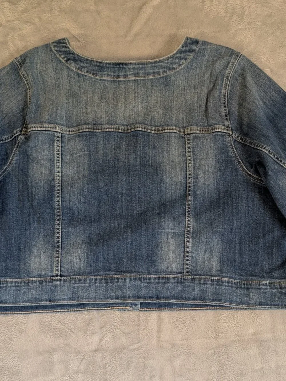 Torrid Women's Cropped Denim Jacket Collarless 3/4 Sleeve 5X Layering Piece - Picture 2 of 9